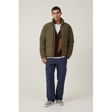 Cotton On Men's Essential Recycled Puffer Jacket, NWT, Green, Size L B4HP