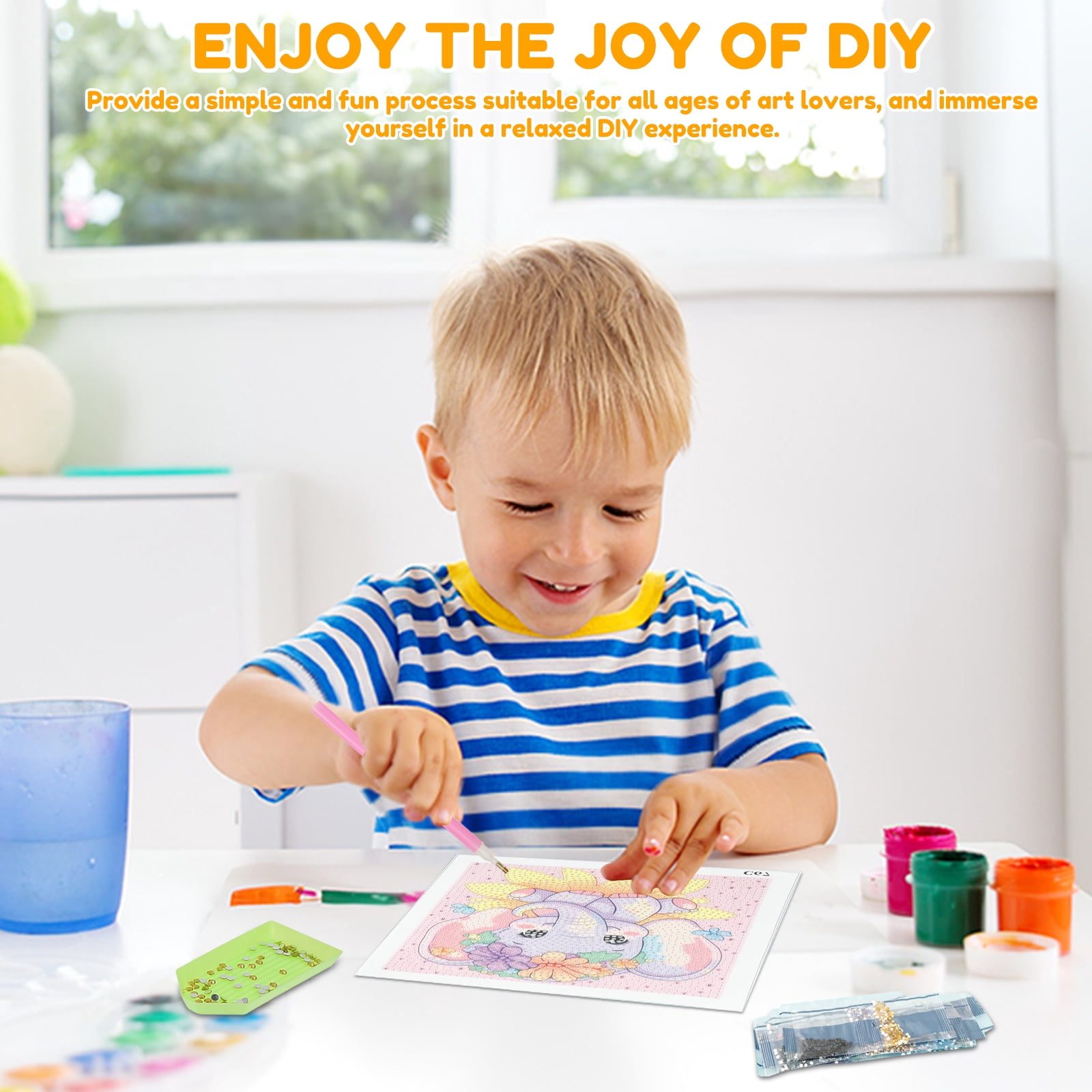 Keyohome Diamond Art Kits for Kids,Diamond Painting Kits for Beginners,6 Pack Cartoon Animals Diamond Dot Art for Adults,Full Drill Big Gem Art for Home Decoration,6.7" x 6.7"