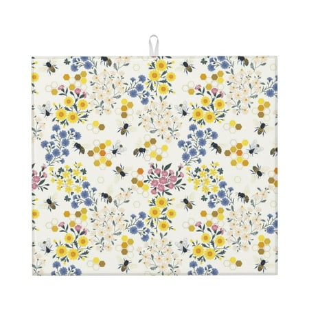 

Matuu Wildflower Honeybee for Dish Drying Mat for Kitchen Counter for Kitchen and Dining Kitchen Counter Accessories 16 x18
