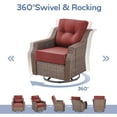 thumbnail image 5 of Gymojoy 3 Pieces Outdoor Swivel Rocker Patio Chairs, Wicker Patio Bistro Set with 2 Rocking Chairs and 1 Side Table, Patio Furniture Set with 6-inch.Thickened Cushions for Porch, Backyard, 5 of 10