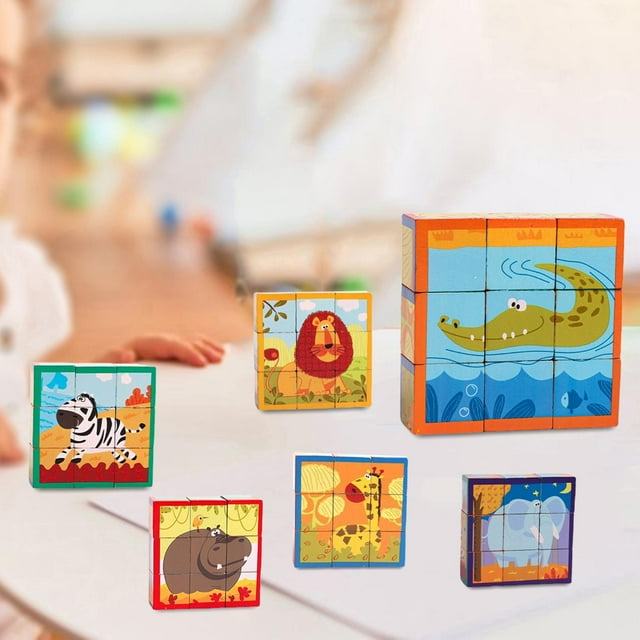 Bloques de rompecabezas de dibujos animados, actividades de aprendizaje, juego de combinación de formas educativas tempranas Montessori para , Baoblaze Rompecabezas