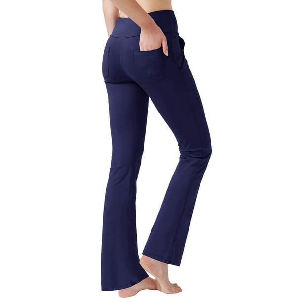 nuveti Womens High Waisted Boot cut Yoga Pants 4 Pockets Workout Pants  Tummy control Women Bootleg Work Pants Dress Pants (DarkBlue, 3X-Large) 
