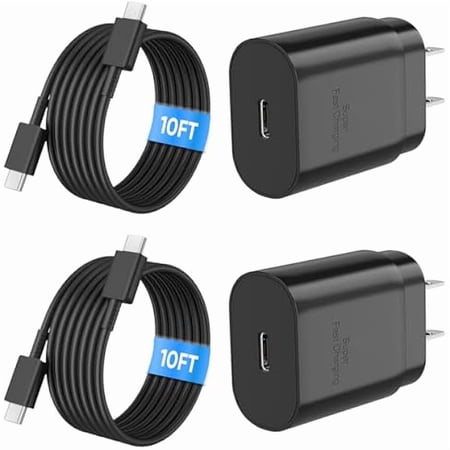 Eryueer Super Fast Charger Type C, 25W USB C Wall Charger Fast Charging Compatible with Samsung Galaxy S24 Ultra/S24/S24+ /S23 Ultra/S23 /S22 Ultra/S22/S21 Ultra/S20 /Note 10 20 with 10ft Type C