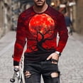 thumbnail image 1 of Blusas y camisas de manga larga con cuello redondo para hombre, estilo casual, cuello redondo, manga larga, camiseta estampada de Halloween, blusas, blusas de poliéster para hombre., 1 of 5