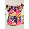 thumbnail image 4 of Women's Rose Leopard V-Neck Crinkled Blouse with Flutter Sleeves, 4 of 12
