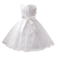 thumbnail image 3 of Otqutp Kids Girls' Dress Spring/Summer Solid Color Sleeveless Sequins Flower Mesh Dress Christmas Elegant Party Birthday School for 3-10 Years(White,6-7 Years), 3 of 3