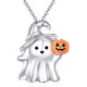 thumbnail image 1 of Collar fantasma de Halloween, collar de calabaza de plata de ley 925, lindos regalos de joyería fantasma para mujeres, 1 of 5