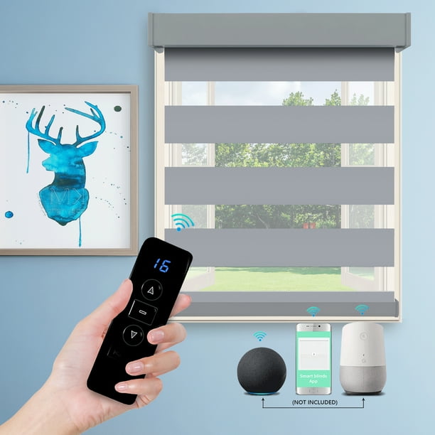 MING CHEN Motorized Zebra Blinds, Remote Control Day and Night Roller