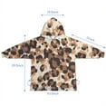 thumbnail image 7 of Beige and Brown Leopard Pattern Blanket Hoodies for Kids 6-13YR Oversize Wearable Blanket Hoodies for Boys Girls Teens, 7 of 7