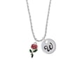 thumbnail image 2 of Delight Jewelry Silvertone Red Rose Flower Silvertone Script Initial Disc - W - Charm Necklace, 20"+3", 2 of 4