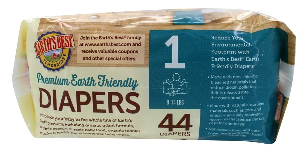 Earth's Best TenderCare Diapers Size 1 - 44 CT
