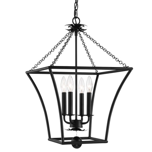 516-MK-Crystorama Lighting-Broche - 4 Light Lantern-Matte Black Finish    -Traditional Installation