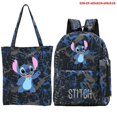 thumbnail image 1 of Stitch Pattern Print Backpack Set Student Schoolbag Backpack + Pencil Case + Handbag Three-piece Set_s, 1 of 3