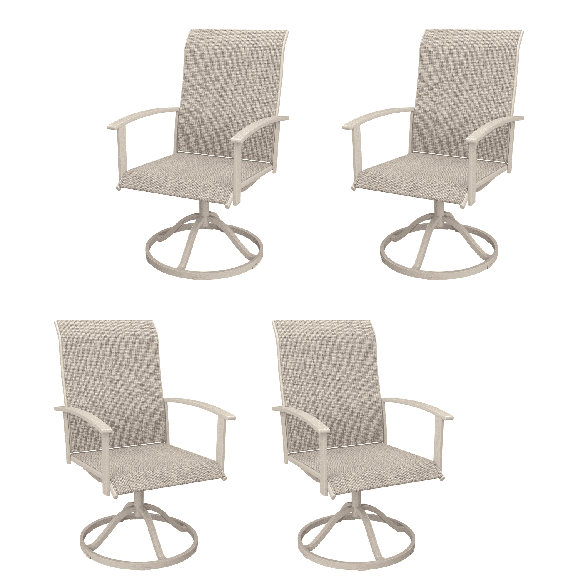 Vicllax Patio Swivel Chairs Set of 4, Outdoor Dining Chairs with Weather-Resistant Textilene Fabric & Metal Frame，Sandshell