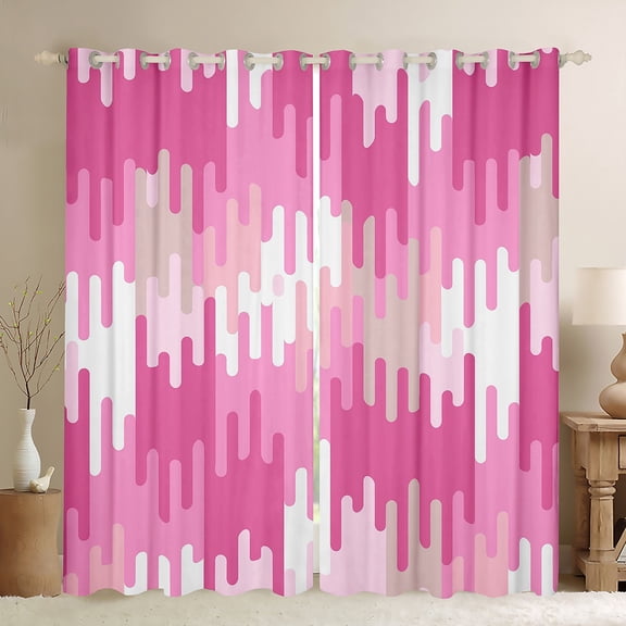 Feelyou Pink Art Abstract Black Out Curtains, Fashion Watercolor Curtains Pack of 2 (42x63 Each), Teens Kids Girls Women Bedroom Curtains, Living Room Curtains Decor