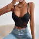 thumbnail image 4 of Camiseta sin mangas con cordones de malla con perspectiva de retazos de Color sólido a la moda de verano para mujer Pompotops lopia993405, 4 of 9