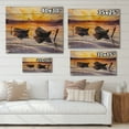 thumbnail image 4 of Designart 'Two Small Boats Parking On The Shore and Sunset' Lake House Print on Natural Pine Wood, 4 of 5