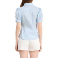 thumbnail image 3 of Allegra K Women's Puff Sleeve Point Collar Button Down Essential Office Shirt, 3 of 6