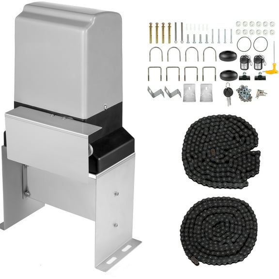 KFFKFF Automatic Gate Opener up to 3300lb, Sliding Gate Opener with Infrared Sensor & 2 Remote Controls, Move Speed 43ft/Min
