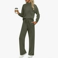 thumbnail image 2 of Ltctricy Sweatsuits for Women Long Sleeve Mock Neck Pullover Sweatshirt Wide Leg Pants Matching Lounge Sets 2 Piece Tracksuits(Army Green,Small), 2 of 5