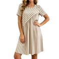thumbnail image 2 of Snorda Dresses for Women Stripped Dress with Short Sleeves and Round Neck Irregular Spliced Dress Casual Loose Breathable Soft Summer Dresses for Women All-Day Comfortable Wear, 2 of 7