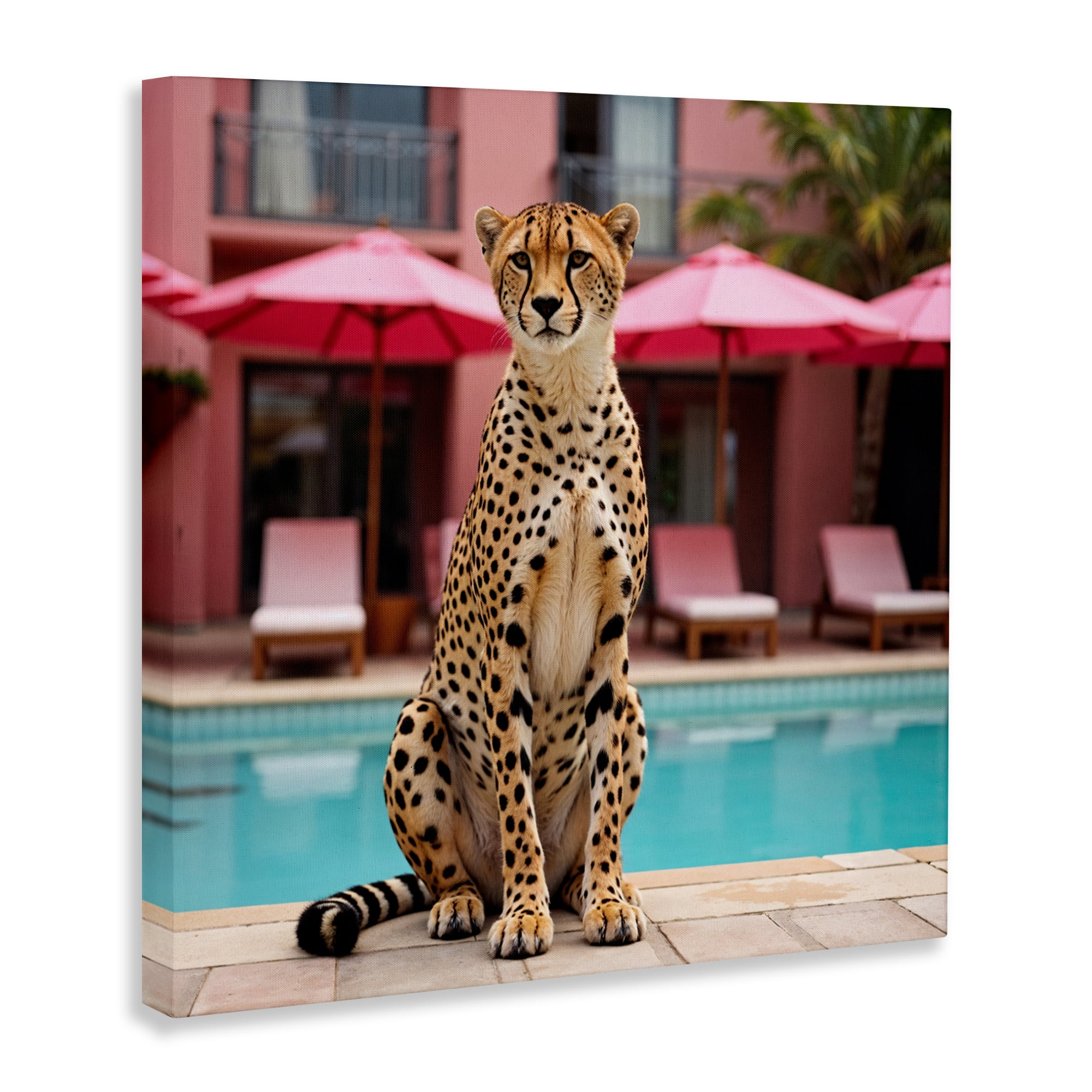 Cheetah Posed at Poolside Canvas Wall Art, design by Lettered and Lined
