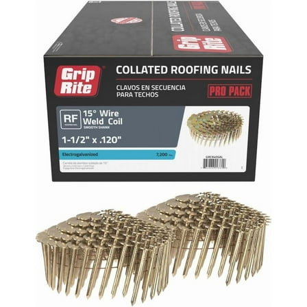 Grip Rite GRCR4DGAL 1-1/2" by 15° Galvanized Coil Roofing Nail (7, 200per Box)