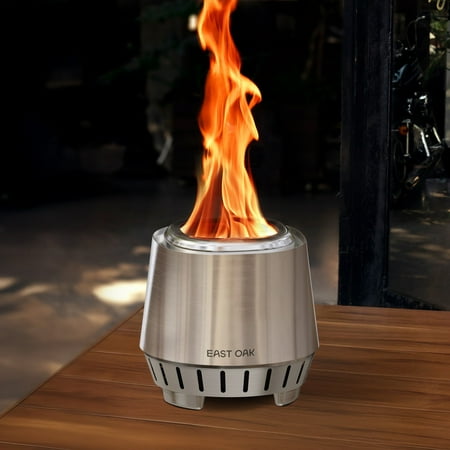 EAST OAK Fuoco Tabletop Fire Pit Smokeless Compact Portable Dual Fuel with Removable Ash Pan for Outdoor Patio & Camping