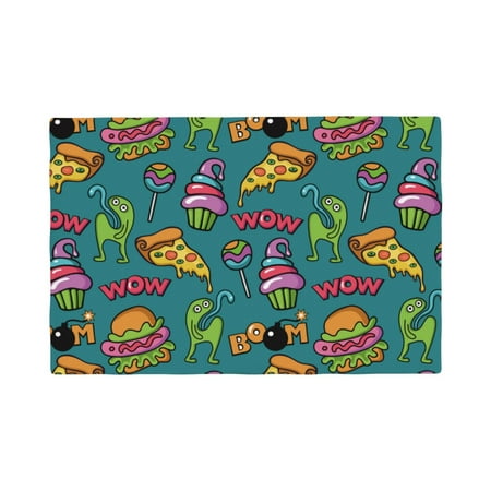

Placemats Set Of 4 / 6 Cute Food Lollipop Pizza Fries Placemats For Dining Table Indoor/Outdoors Heat Resistant Washable Placemats 18 X 12