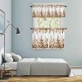 thumbnail image 6 of 3 Piece Brown Eucalyptus Leaves Kitchen Curtain Valance and Tiers Set Summer Plants Leaf Floral Farmhouse Rod Pocket Tier Curtain 36 Inch Small Window Drapes for Living Room Bedroom Cafe Home Decor, 6 of 9