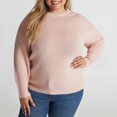 thumbnail image 2 of GigrtiJin Women's Plus Size Sweater Solid Color Round Neck Loose Casual Knit Sweaters Warm Comfy Sweater Tops, 2 of 6