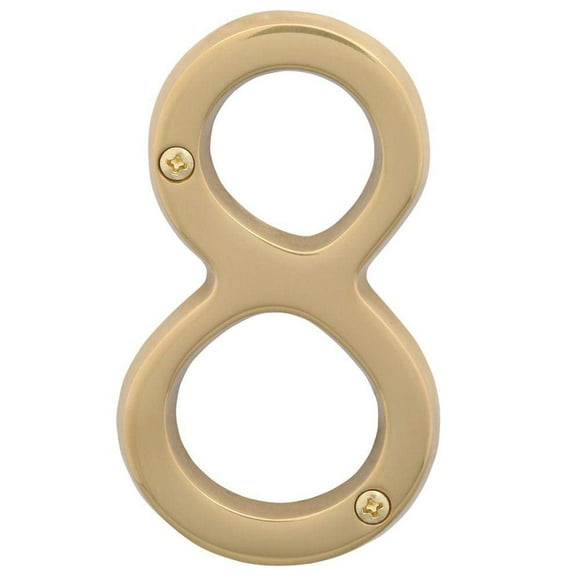 Handy Home Goods Chiffres de Maison Distinctifs en Laiton Naturel 6 Pouces Inclut des Vis Assorties. Laiton Très Résistant et Robuste (Numéro 8)