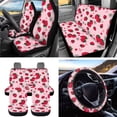 thumbnail image 2 of Uorisanigo Strawberry Flower Set of 15 Car Seat Covers Full Set with Steering Cover Seat Belt Cover Pads Car Trash Bag Hanging Air Vent Storage Box Rearview Mirror Cover Keychain Interior Decor, 2 of 7