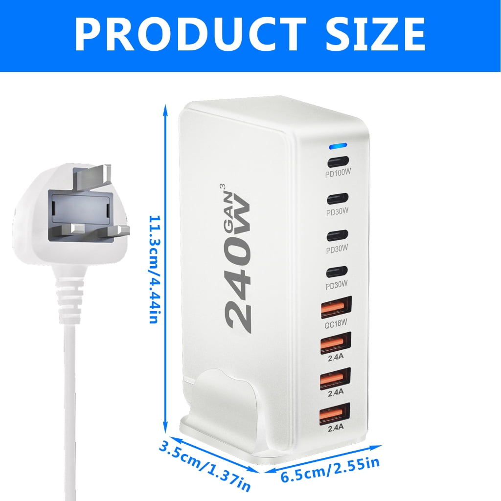 240W USB C Fast Charging Adapters Charging Station for Various Electronics