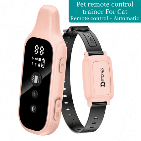 Cat Training Collar with Remote & Automatic Anti-Meow Function Waterproof Rechargeable Cat Behavior Collar with Beep Vibration Mild Static Stimulation