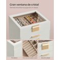 thumbnail image 3 of SONGMICS HOME Caja de Joyas, Caja Joyero de 6 Niveles, Estuche de Joyería, Tapa de Cristal, con 5 Cajones, Blanco Nube y Dorado, 3 of 5