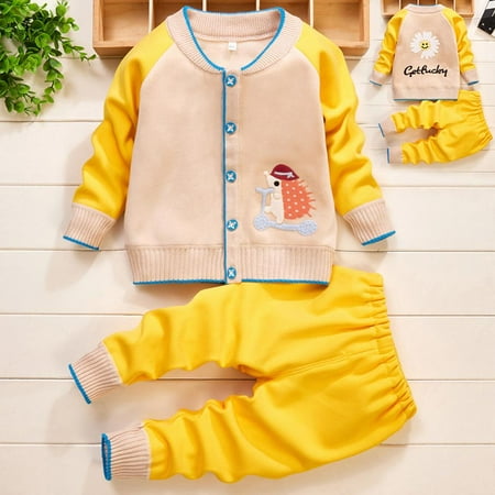 

Lovebay Cartoon Baby Boys Girls Fleece Cardigan and Pant Set 6-36M
