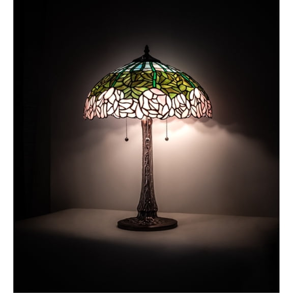 Meyda Tiffany 242043 Tiffany Cabbage Rose 3 Light 22" Tall Buffet Table Lamp - MultiColor