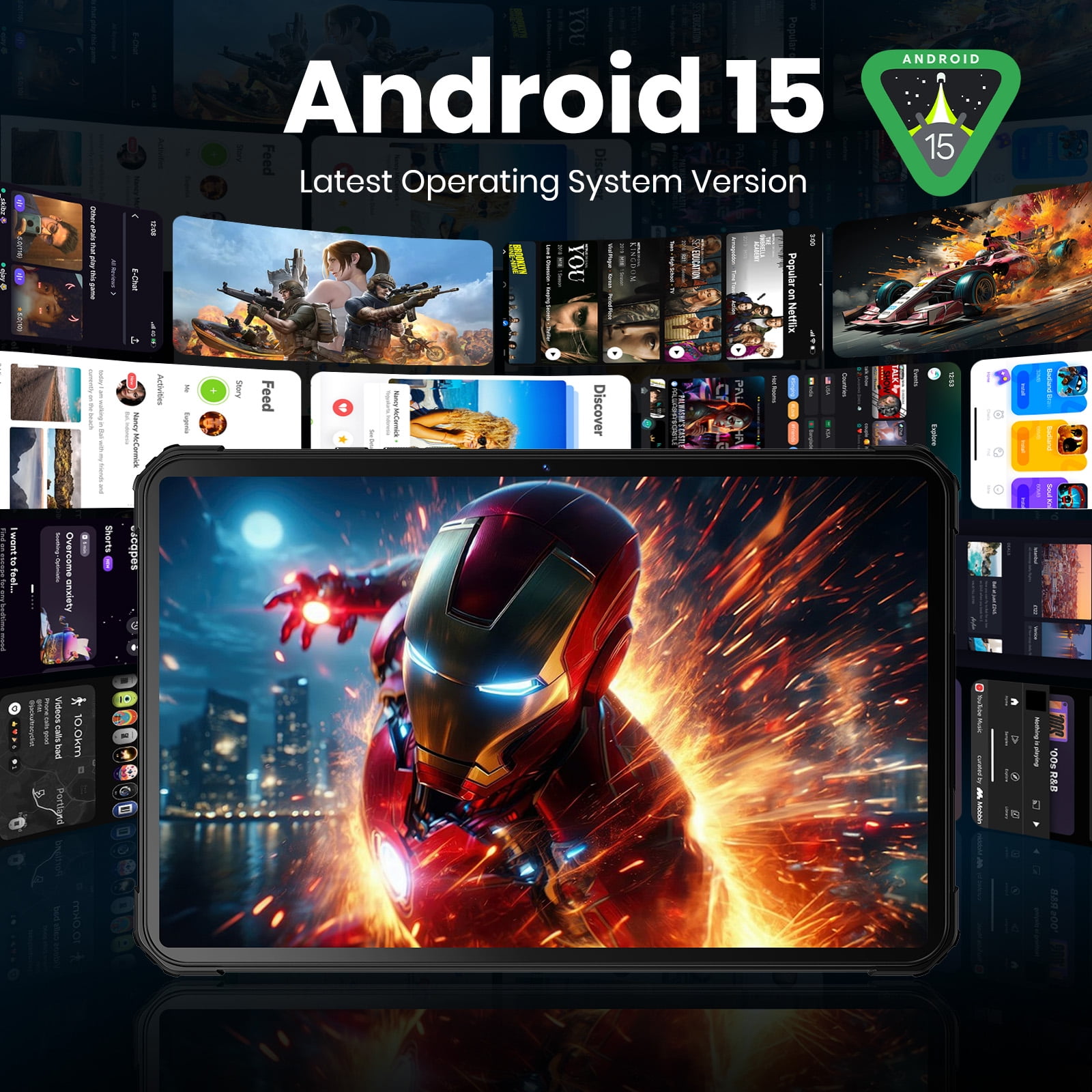 FOSSIBOT Rugged Tablet DT3 10.4 inch,21560mAh,32GB+256GB/2TB,2K IPS Display,Wi-Fi6,IP68,IP69K Waterproof Tablet,5G OutdoorTablet,64+32MP Camera,Face Unlock,OTG, Android 15,66W Rapid Charging