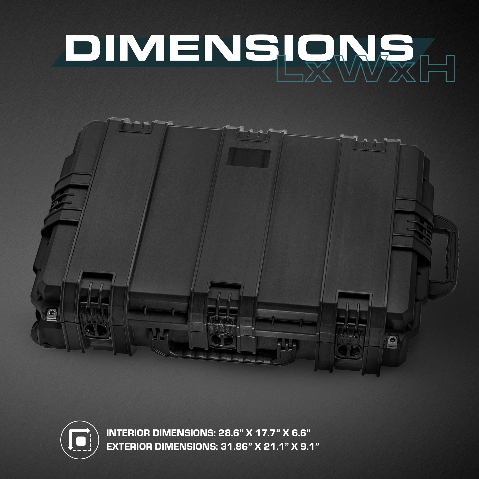 Seahorse SE1231FML,BK 31.9 x 21.1 x 9.1 in. Protective Case with Foam & Metal Locking Latches, Black