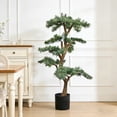 thumbnail image 6 of Artificial Pine Tree Faux Plant Tree Natural Trunk Faux Plastic Leaves Plant With Plastic Planter for Home Office Indoor Outdoor Decor 100cm, 6 of 8