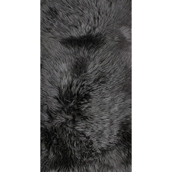 2' x 3' Black New Zealand Natural Sheepskin Rug