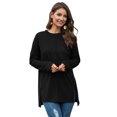 thumbnail image 2 of Innerwin Tee Col Rond T-shirt Femme Quotidien Couleur Unie T-shirt Ample Noir m, 2 of 5