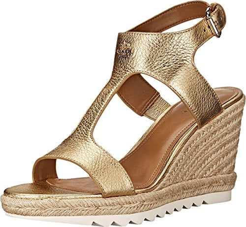 coach gold wedge sandals