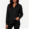 thumbnail image 2 of Zysthvn Warm Sweatshirt Women Winter Pullover Casual Sweatshirts for Women Loose Fit V Neck Solid Long Sleeve Tops, 2 of 10