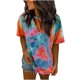 thumbnail image 1 of Tops a la moda para mujer, camiseta con estampado divertido, blusa con cuello en V de leopardo, camiseta holgada, camisetas teñidas con lazo Pompotops hkajfhjk462332, 1 of 5