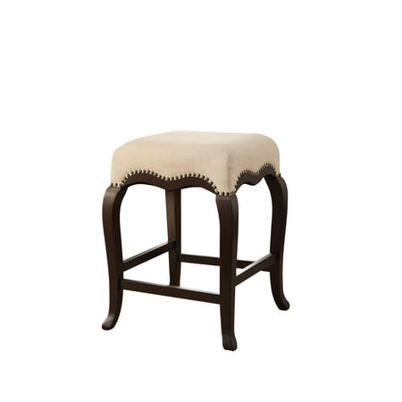 Acme Kakabel Counter Height Stool Cream Fabric Espresso Acme Kakabel Counter Height Stool Cream Fabric Espresso