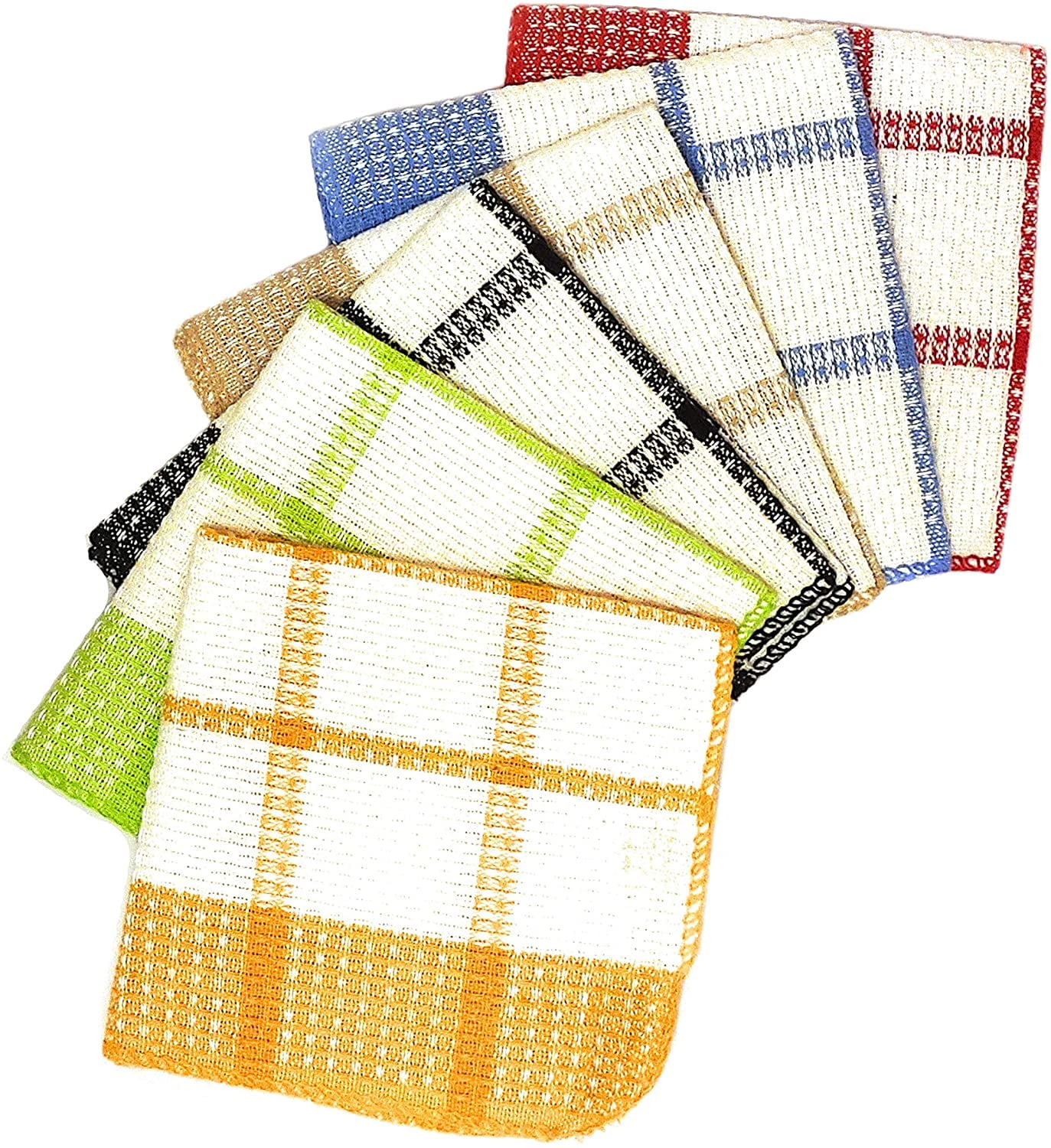 Soft Textiles 12 Pack 100 Cotton Multi Color Waffle Weave Kitchen Dish