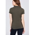 thumbnail image 3 of Saronite Basics Cotton Jersey Short Sleeve Polo Shirt Top, New Olive (Women's), 3 of 3