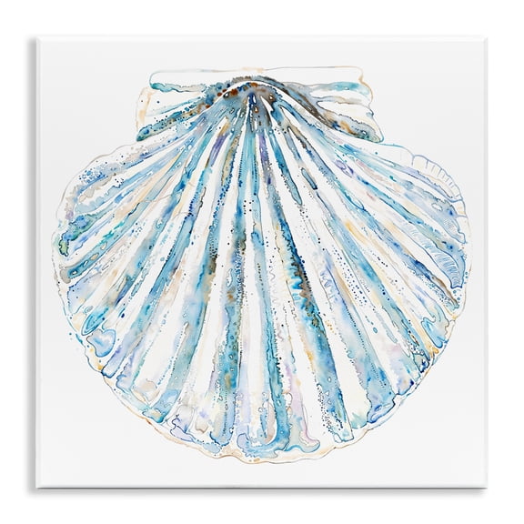 Stupell Industries Clam Shell on White Coastal Painting Unframed Art Print Wall Art, 12 x 12